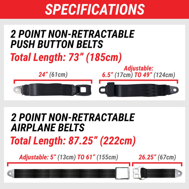 1968 - 1972 Chevy Chevelle 2-Point Non-Retractable Lap Seat Belt