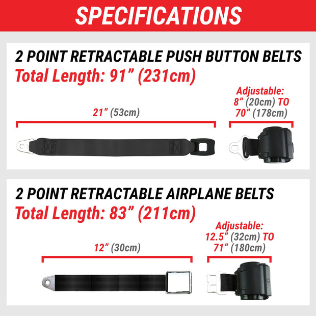 1993 - 2002 Chevy Camaro 2-Point Retractable Lap Seat Belt