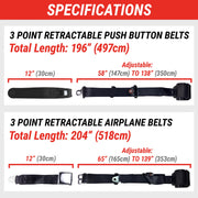 3-Point Retractable Lap & Shoulder Seat Belt - Plum Airplane Buckle